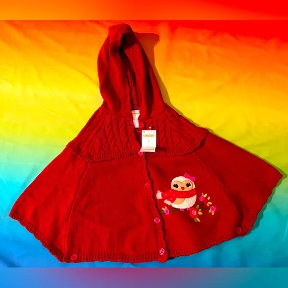 Adorable Gymboree 3T dark red maroon owl capelet with buttons for arms New tags - Picture 1 of 3
